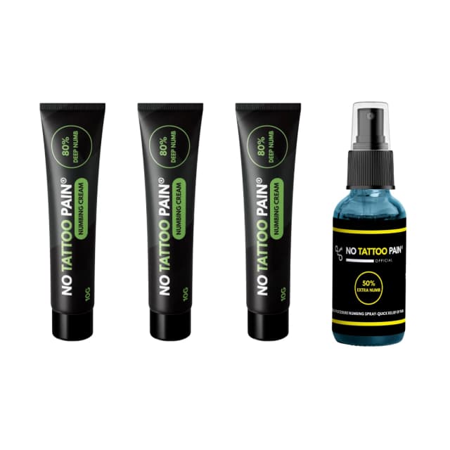 NoTattooPain Verde 80% pacote com 3 + spray